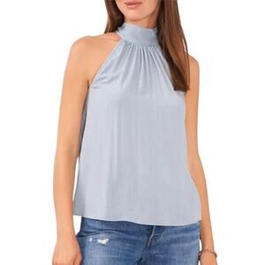 1.STATE Textured Sleeveless Halter Top  Dusty Blue Tie Back Closure NEW XL